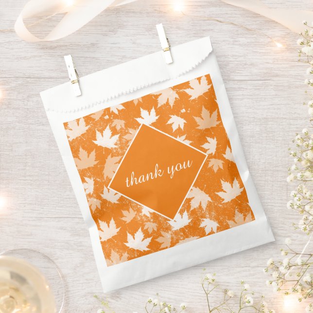 Autumn Fall Leaves Pattern Thank You Favor Bag (Clipped)