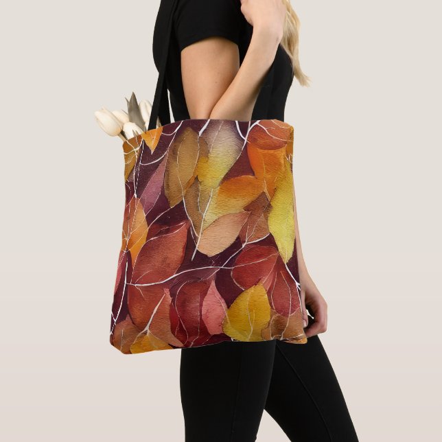 Autumn Fall Leaves Pattern    Tote Bag (Close Up)