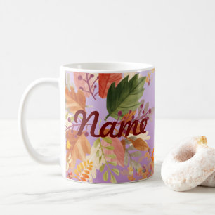 Autumn Fall Leaves Personalized Coffee Mug, Cup