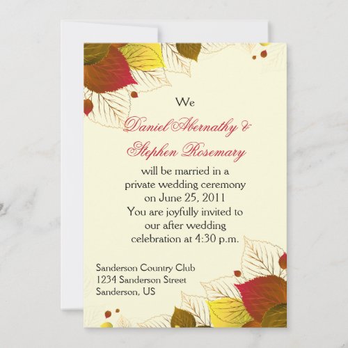 Autumn Fall Leaves Post Wedding Celebration Invitation
