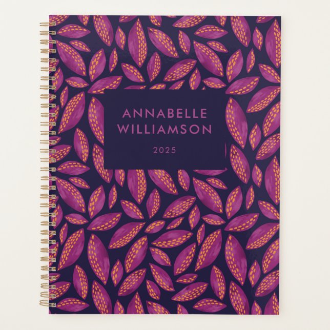 Autumn Fall Leaves Purple Planner (Front)