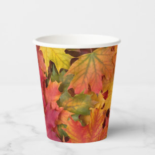 Autumn Fall Leaves Rich Colors of Orange Gold Paper Cups