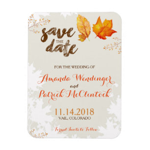 Autumn Fall Leaves Save the Date Magnet