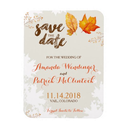 Autumn Fall Leaves Save the Date Magnet