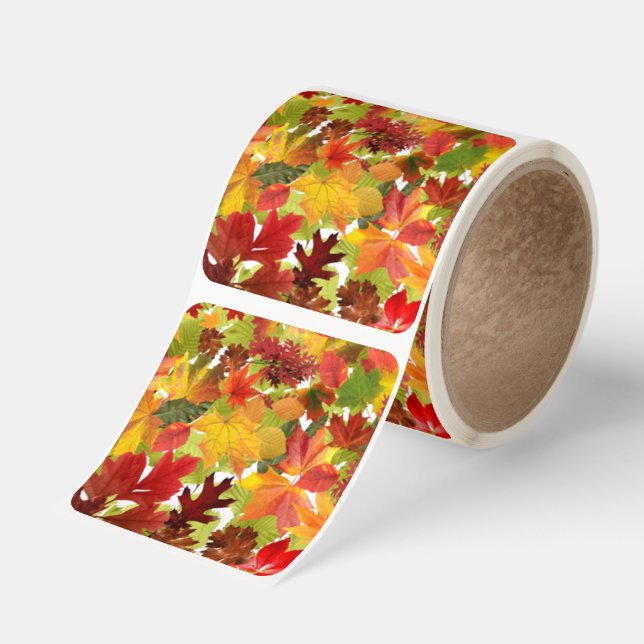 Autumn Fall Leaves Square Sticker (Roll)