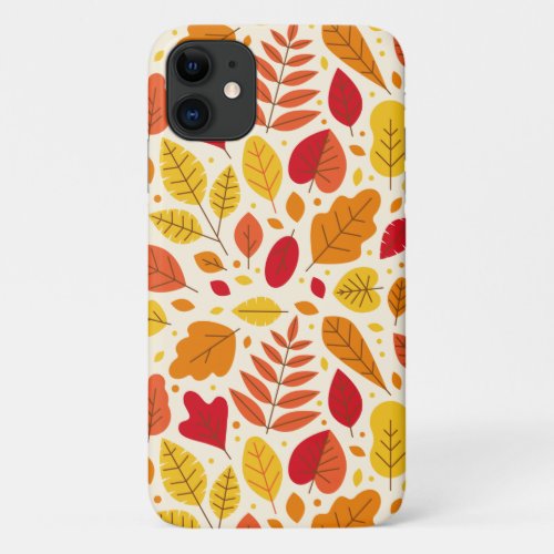 Autumn Fall Leaves Terracotta Brown Boho Pattern  iPhone 11 Case