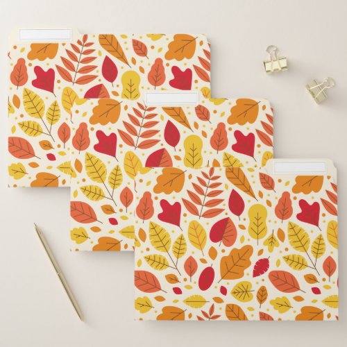 Autumn Fall Leaves Terracotta Brown Boho Pattern  File Folder