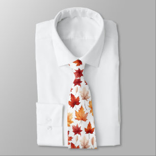 Autumn Fall Leaves Terracotta Brown Boho Pattern  Neck Tie