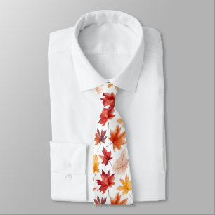 Autumn Fall Leaves Terracotta Brown Boho Pattern  Neck Tie