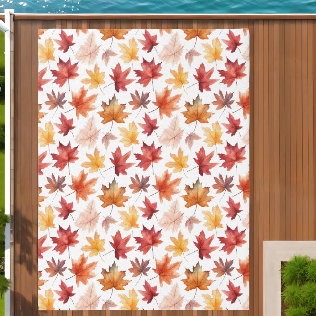 Autumn Fall Leaves Terracotta Brown Boho Pattern  Outdoor Rug (Insitu (Outdoor 2))