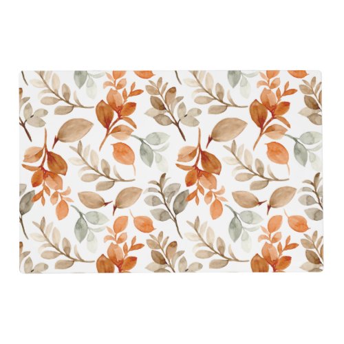 Autumn Fall Leaves Terracotta Brown Boho Pattern Placemat