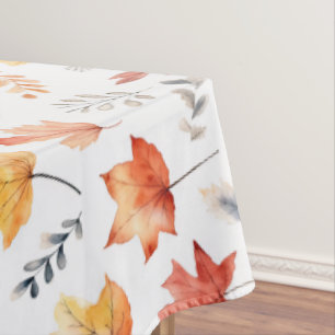 Autumn Fall Leaves Terracotta Brown Boho Pattern Tablecloth