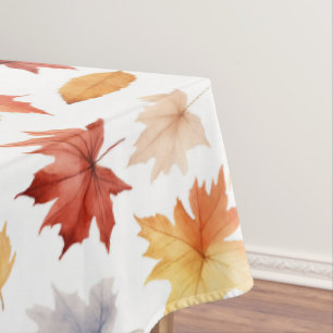 Autumn Fall Leaves Terracotta Brown Boho Pattern Tablecloth