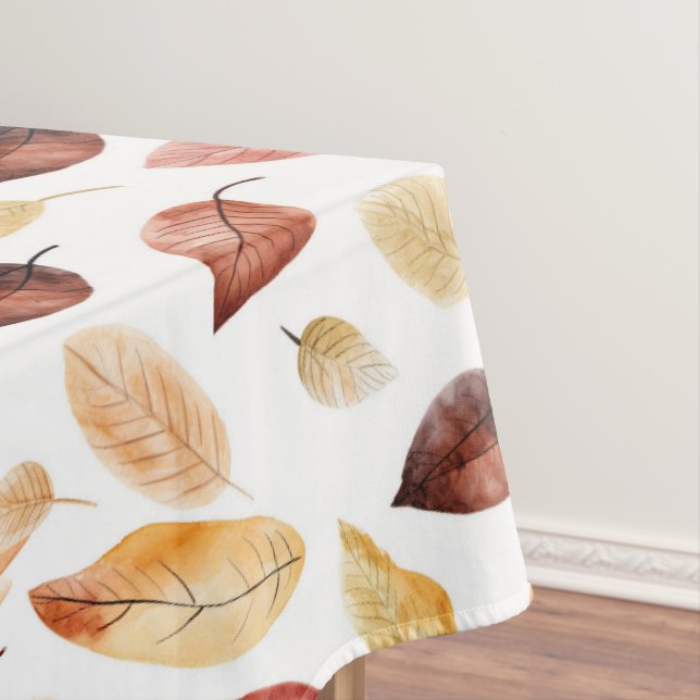 Autumn Fall Leaves Terracotta Brown Boho Pattern  Tablecloth (In Situ)