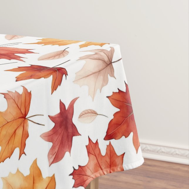 Autumn Fall Leaves Terracotta Brown Boho Pattern  Tablecloth (In Situ)