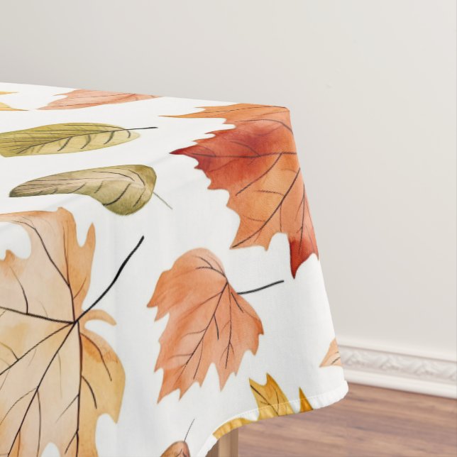 Autumn Fall Leaves Terracotta Brown Boho Pattern  Tablecloth (In Situ)