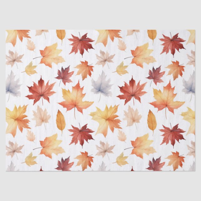 Autumn Fall Leaves Terracotta Brown Boho Pattern  Tissue Paper (Front)