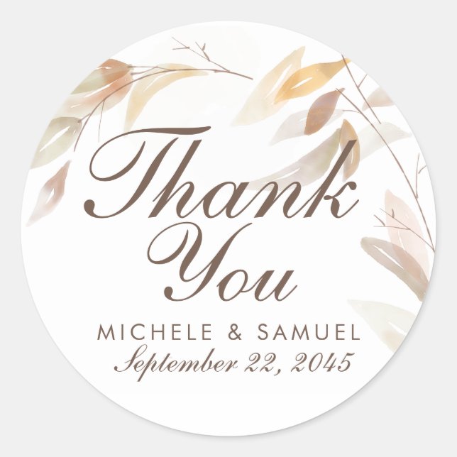 Autumn Fall Leaves Thank You Favor Stickers (Front)