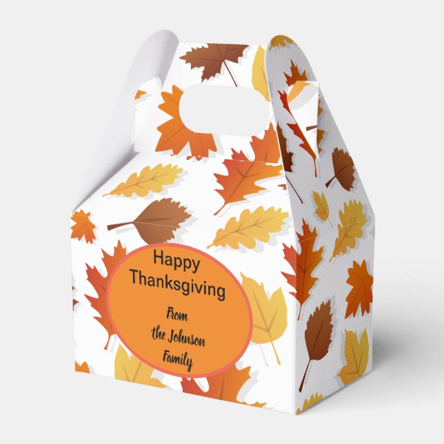 Autumn/Fall leaves Thanksgiving gift box. Editable Favor Boxes (Front Side)