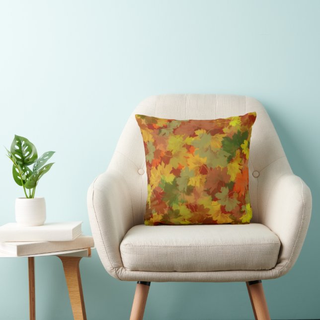 Autumn Fall  Leaves Thanksgiving Throw Pillow (Chair)