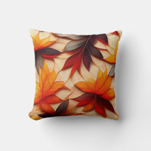 Autumn Fall Leaves Throw Pillow