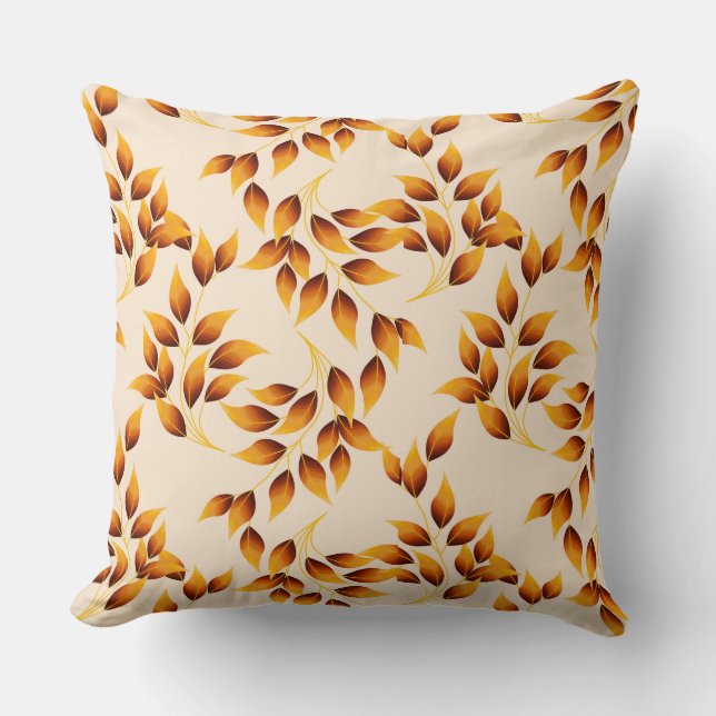 Autumn Fall Leaves Throw Pillow (Front)