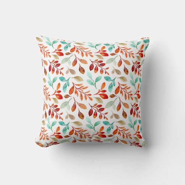 Autumn Fall Leaves Throw Pillow (Front)