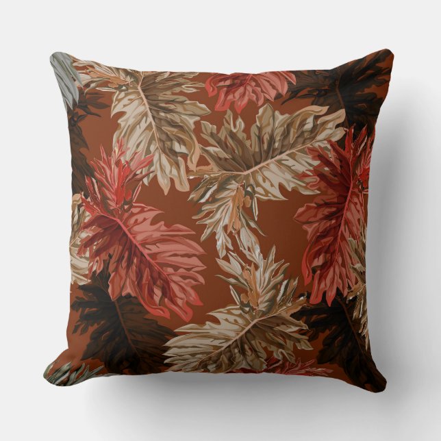 Autumn Fall Leaves Throw Pillow (Front)