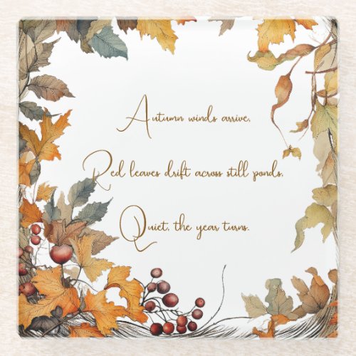 Autumn Fall Leaves Typography Coaster