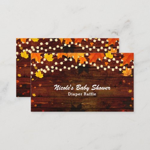 Autumn Fall Leaves  Wood Diaper Raffle Cards