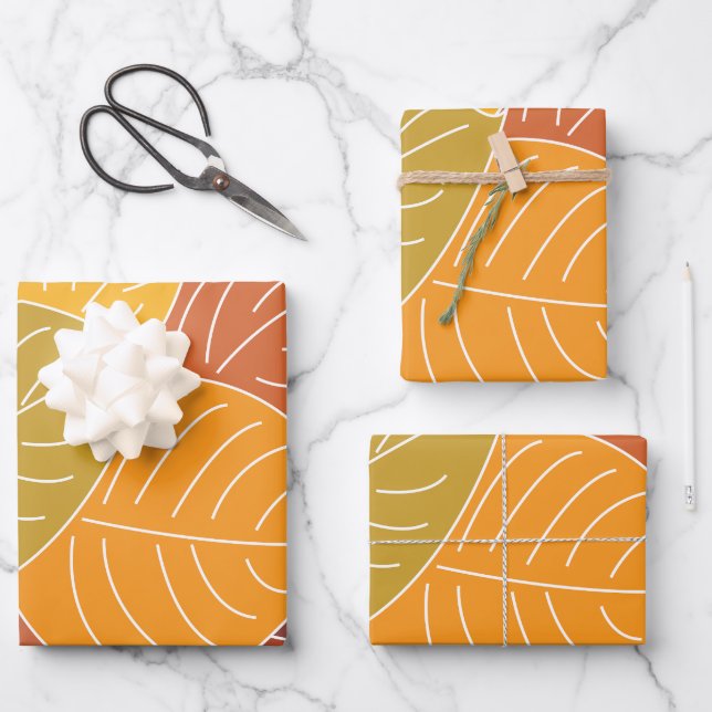Autumn Fall Leaves Wrapping Paper Sheets (Front)