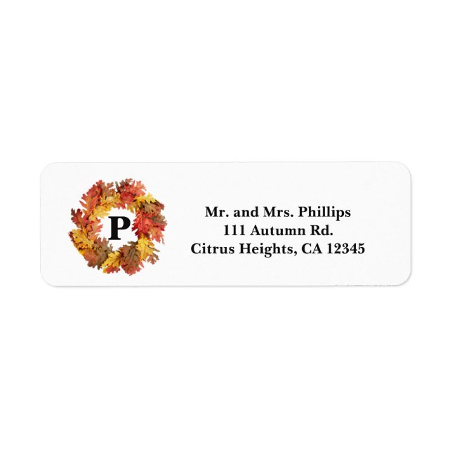 Autumn Fall Leaves Wreath Rustic Label (Front)