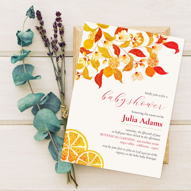 Autumn fall lemon tea party Baby Shower Invitation (Creator Uploaded)