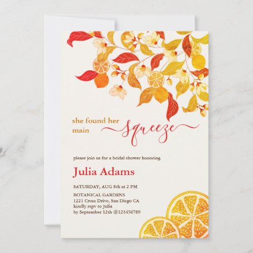 Autumn Fall Lemon Tea Party Bridal Shower Invitation