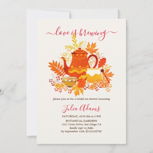 Autumn Fall Lemon Tea Party Bridal Shower Invitation