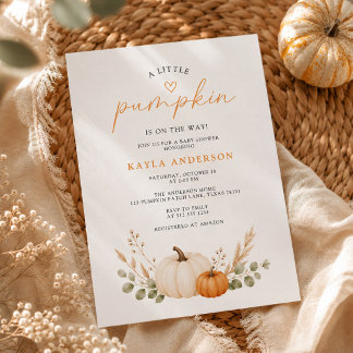 Autumn Fall Little Pumpkin Baby Shower Invitation