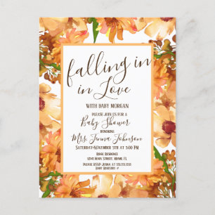 Autumn Fall Love Greenery Baby Shower Rustic  Postcard