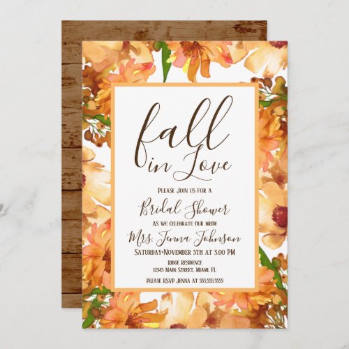 Autumn Fall Love Greenery Bridal Shower Rustic Invitation