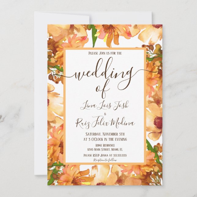 Autumn Fall Love Greenery Rustic Wedding  Invitation (Front)