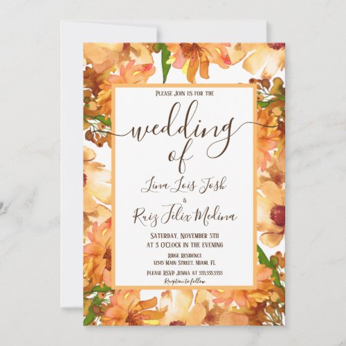 Autumn Fall Love Greenery Rustic Wedding  Invitation