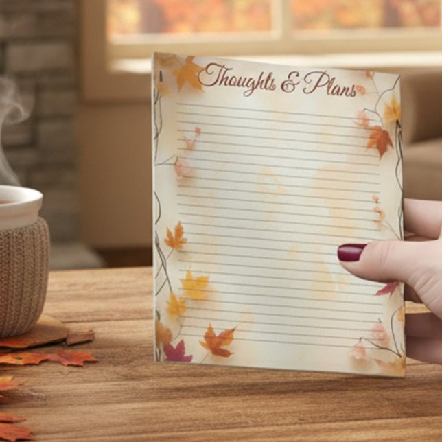 Autumn Fall Maple Leaves Lined  Notepad (Creator Uploaded)