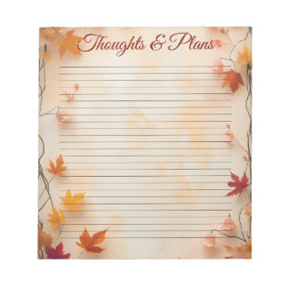 Autumn Fall Maple Leaves Lined Notepad