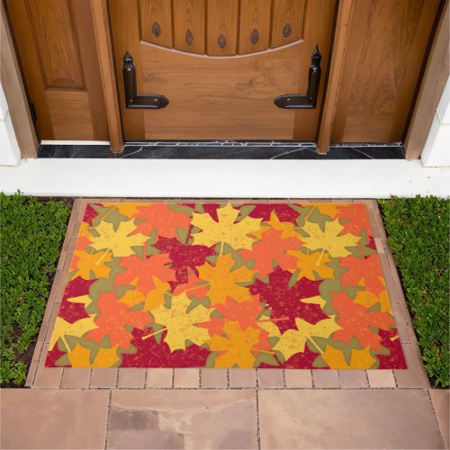 Autumn Fall Maple Leaves Pattern Doormat