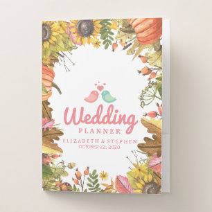 Autumn Fall Maple Leaves Pumpkin Wedding Planner Pocket Folder