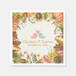 Autumn Fall Maple Leaves Pumpkin Wedding Shower Napkins
