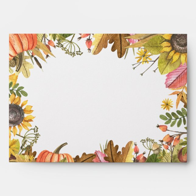 Autumn Fall Maple Leaves Pumpkin Wedding Welcome Envelope (Front)
