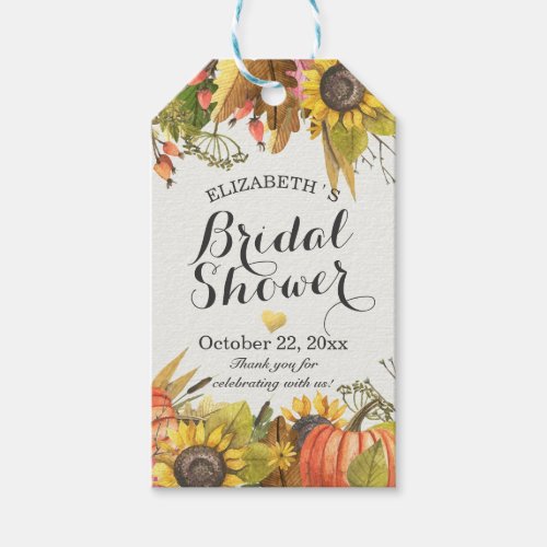 Autumn Fall Maple Leaves Pumpkins Bridal Shower Gift Tags