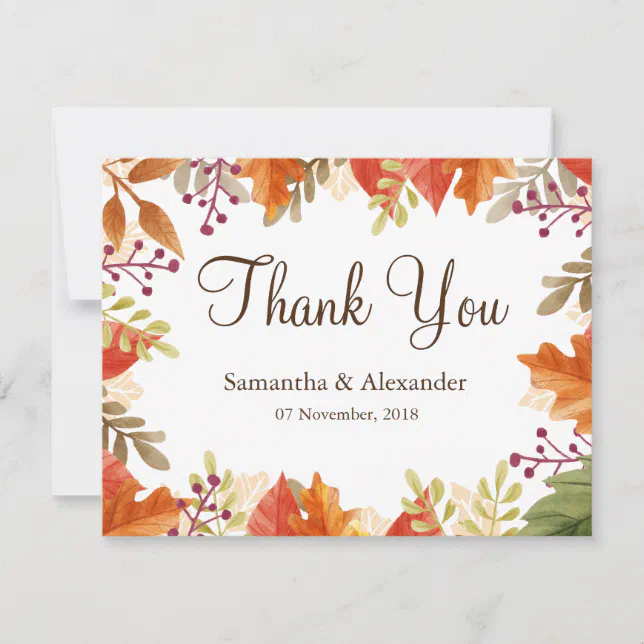 Autumn Fall Maple Leaves Thank You Card | Zazzle