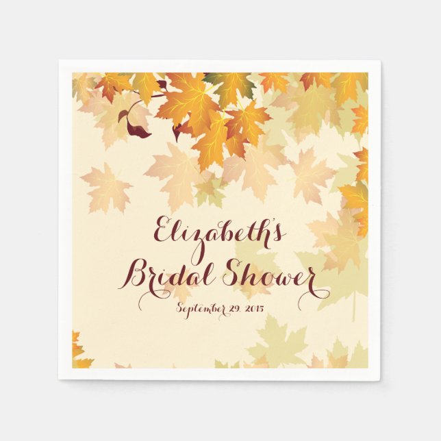 Autumn Fall Maple Leaves Wedding Bridal Shower Paper Napkins (Front)