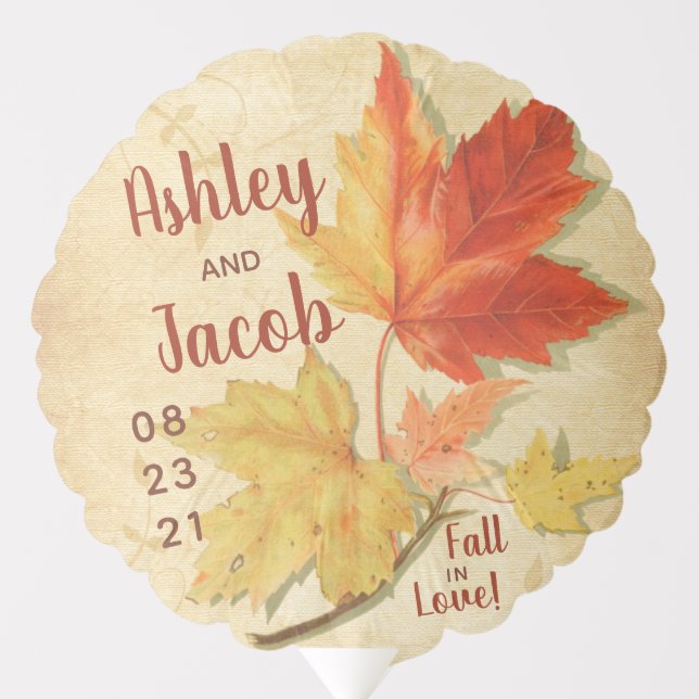 Autumn Fall Maple Leaves Wedding Favor Save Date Balloon (Front)